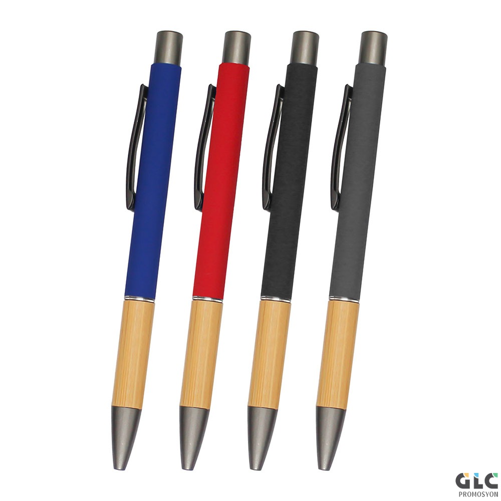 Metal Rubber Tükenmez Kalem Bambu Gövde